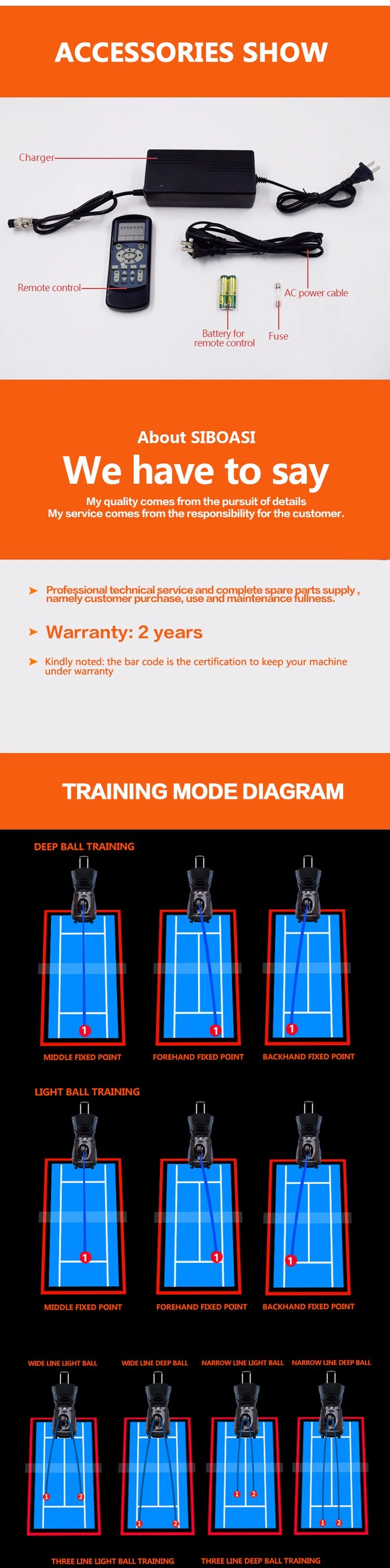 Siboasi Tennis Ball Training with Li-Battery Machine (S4015)