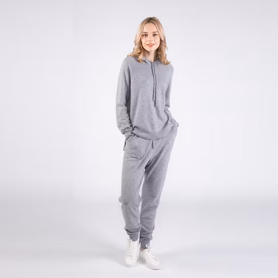 Pantalon de jogging de loisirs en cachemire de luxe pour femmes et pull à capuche en cachemire